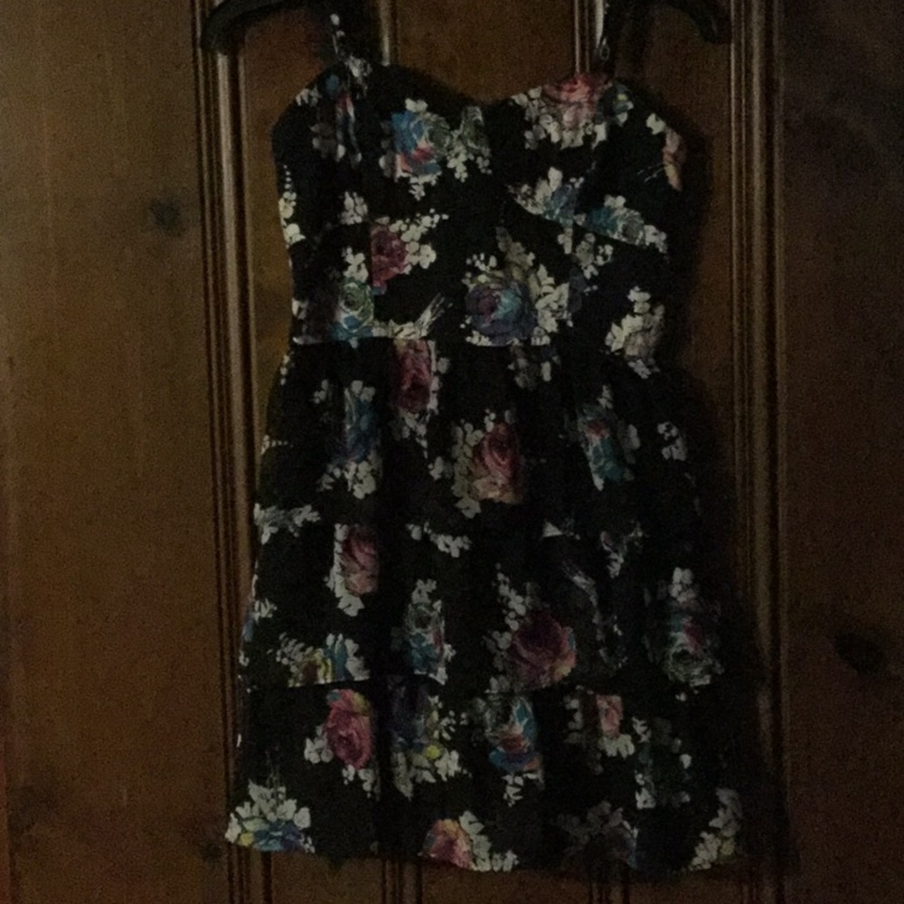Kids black,floral dress